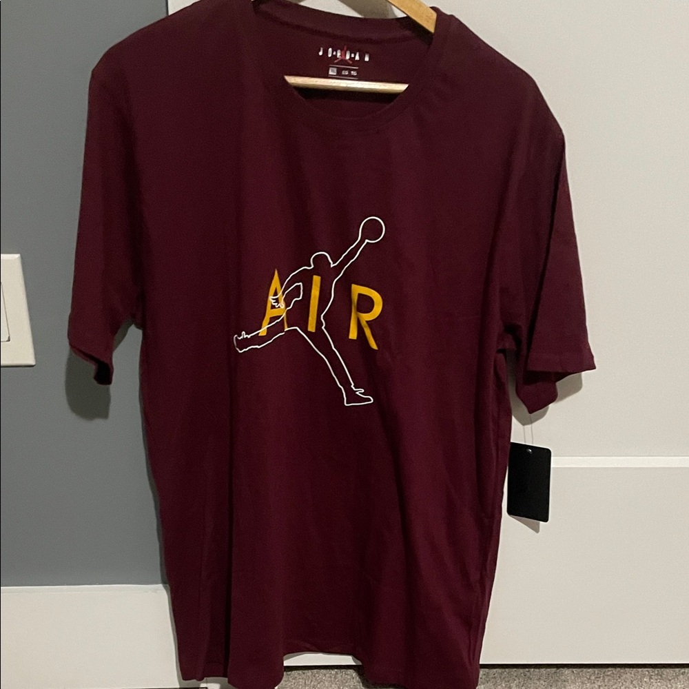Jordan Burgundy T-Shirt with Yellow Accents